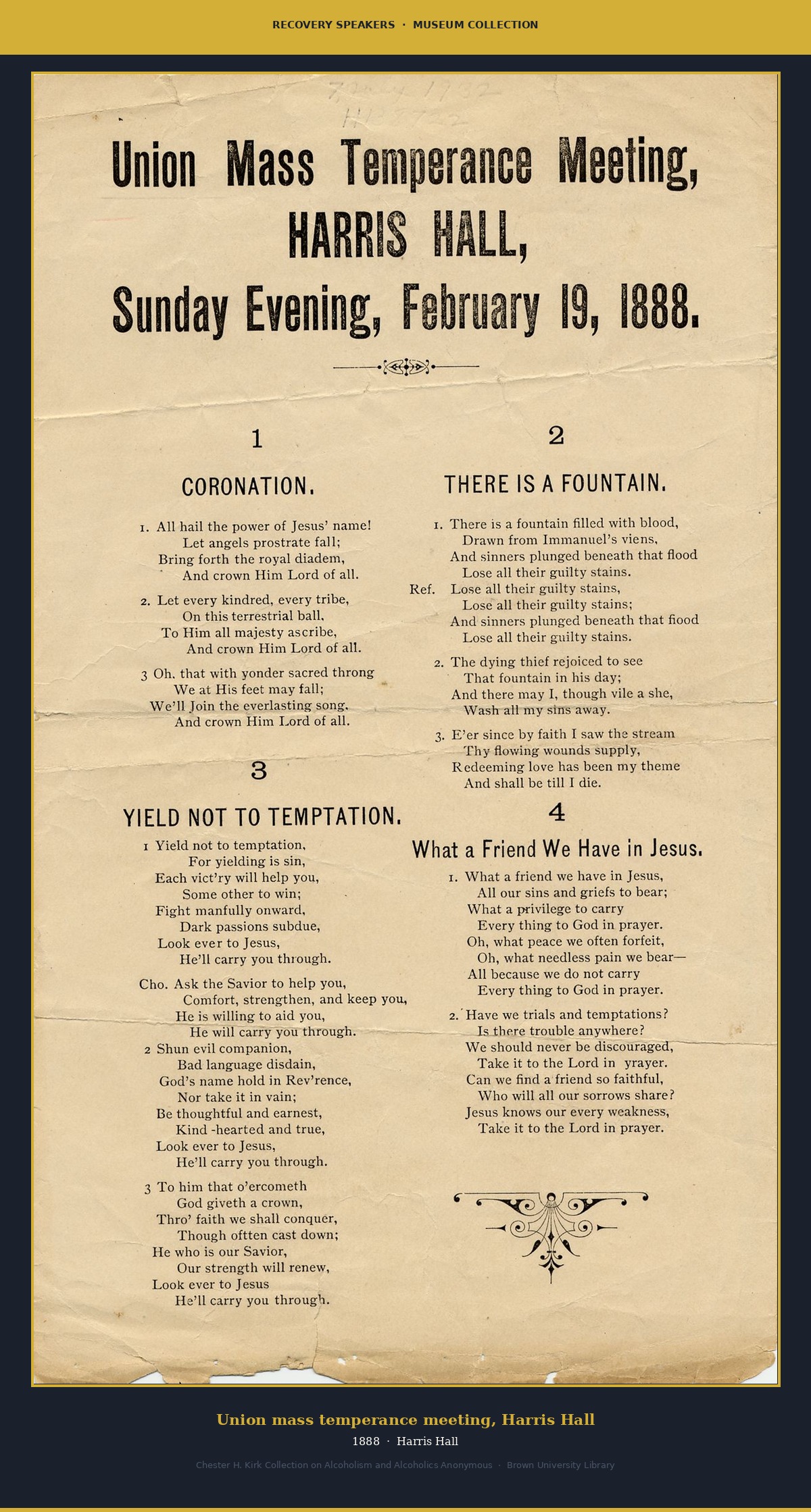 Union mass temperance meeting  Harris Hall